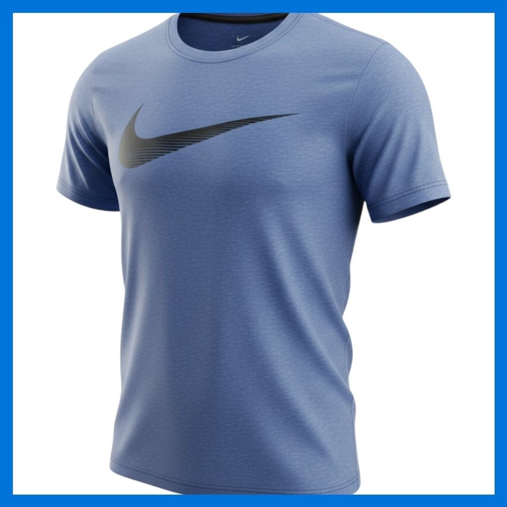 Nike Mens Dri-FIT Heather Blue Swoosh Graphic Tee Shirt Tall XL